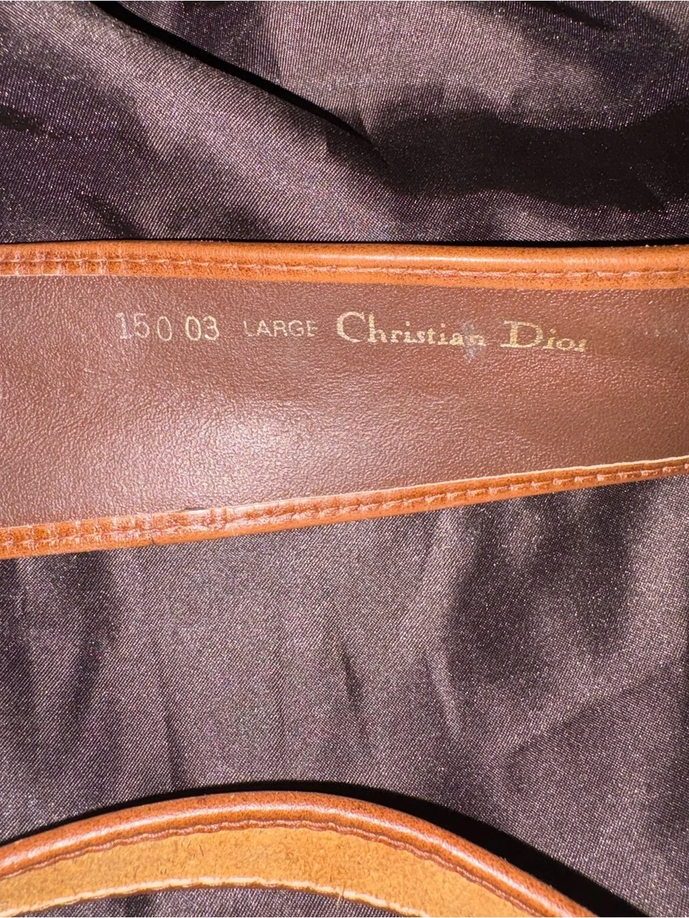 Authentic Christian Dior Brown Leather Waist Belt with Stitched Trim - Picture 6 of 6